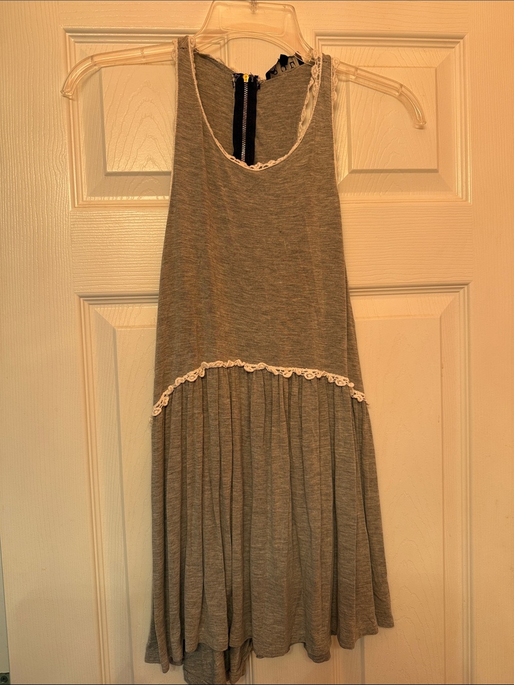 Gray Lace-Trim Tank Dress - Casual Women’s Tank Top